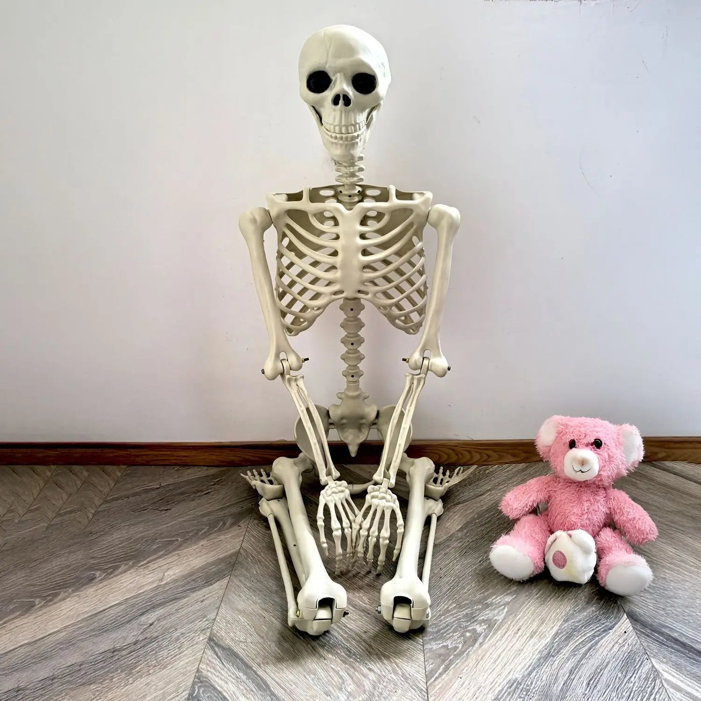 Norvo | Flyttbar menneskelig skjelett 90–165 cm — realistisk dekorasjon for Halloween og skrekkfester