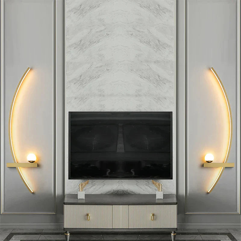 Norvo | Contemporary Edge Vegglampe – Svart & Gull Innendørs/Utvendørs Belysning for Moderne Rom