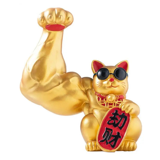 Norvo | Stor hånd, glad rikdom, vinkende katt, gullfarget vinkende håndkatt, hjemmeinnredning, velkomment vinkende katt, skulptur, statue, dekor, bilornament, butikkgave