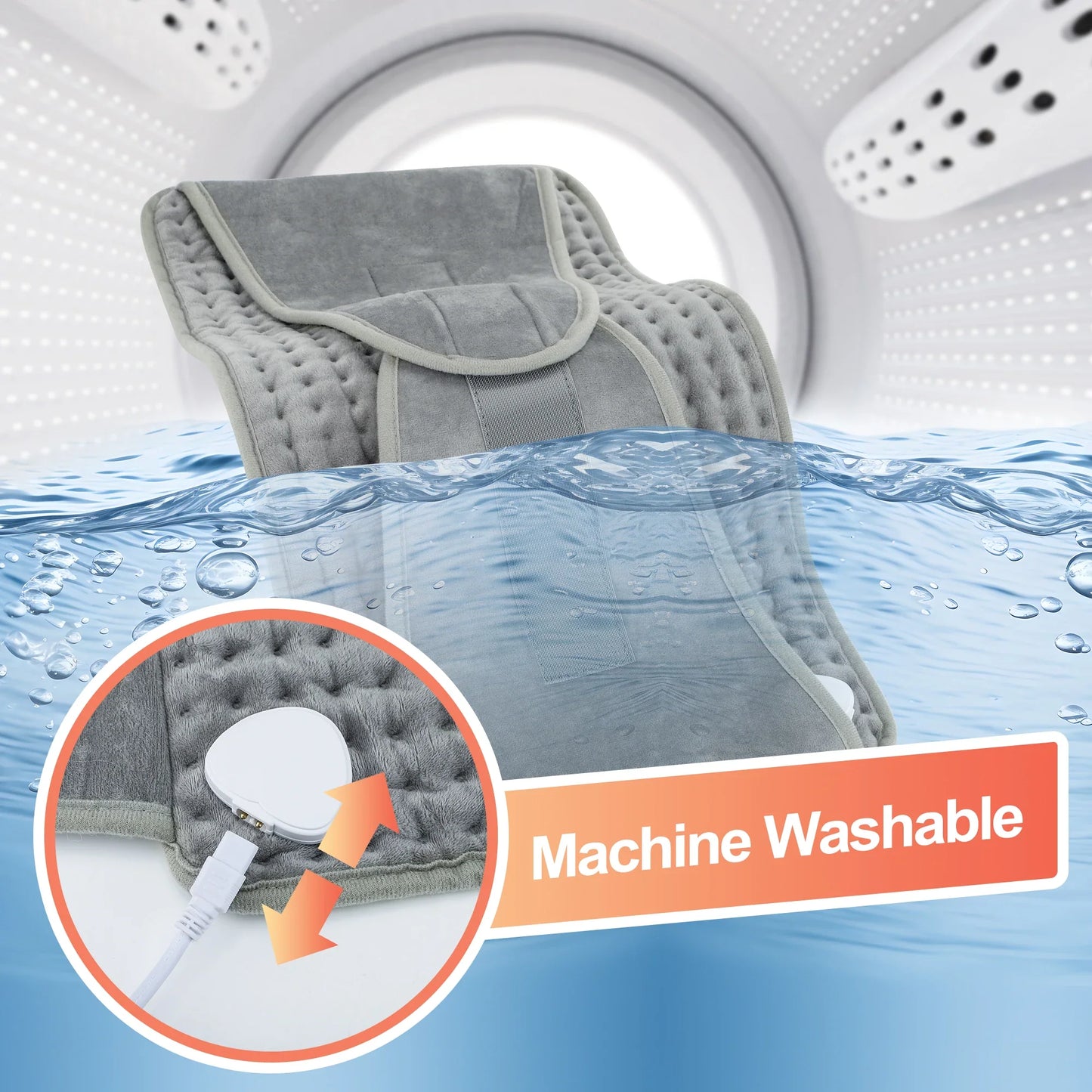 Norvo | ThermaEase Elektrisk Varmepute | Multifunksjonell Varmebelte for Rygg og Midje | 9 Temperaturnivåer og 4 Tidtakingsvalg