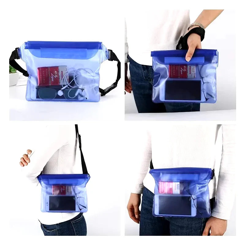 Norvo | Vanntett Hofteveske AquaSafeX | 3-felts Tetting | Gjennomsiktig Tørrveske for Smartphone & Verdisaker | Justerbar Stropp