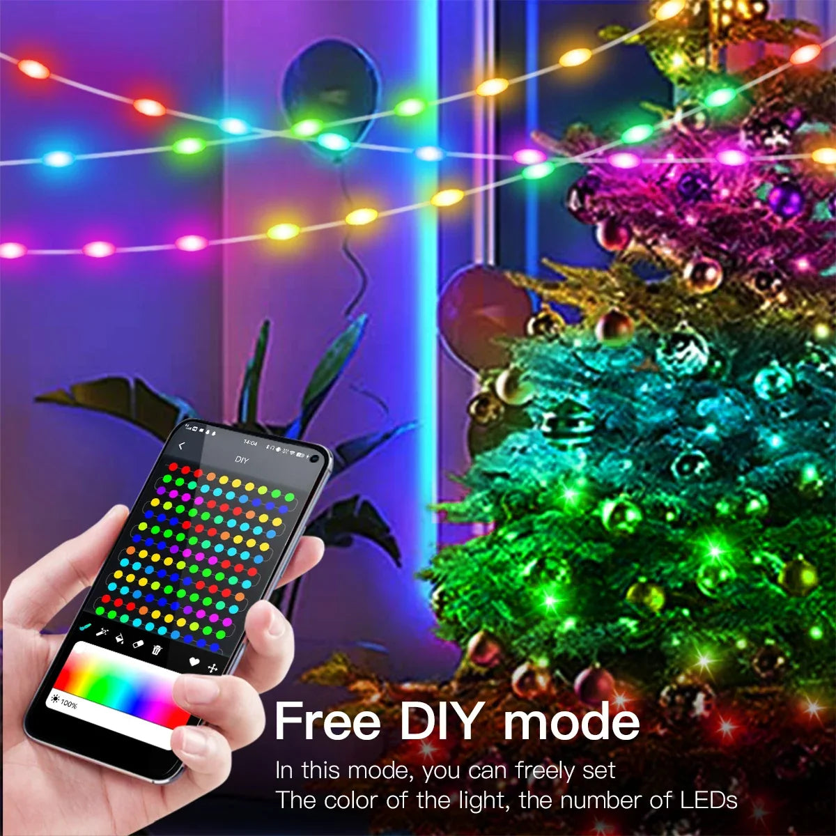 Bluetooth Fairy String Julelys - Vanntett LED Girlander for Juletre, App- og Fjernkontrollert Høytidsdekorasjon
