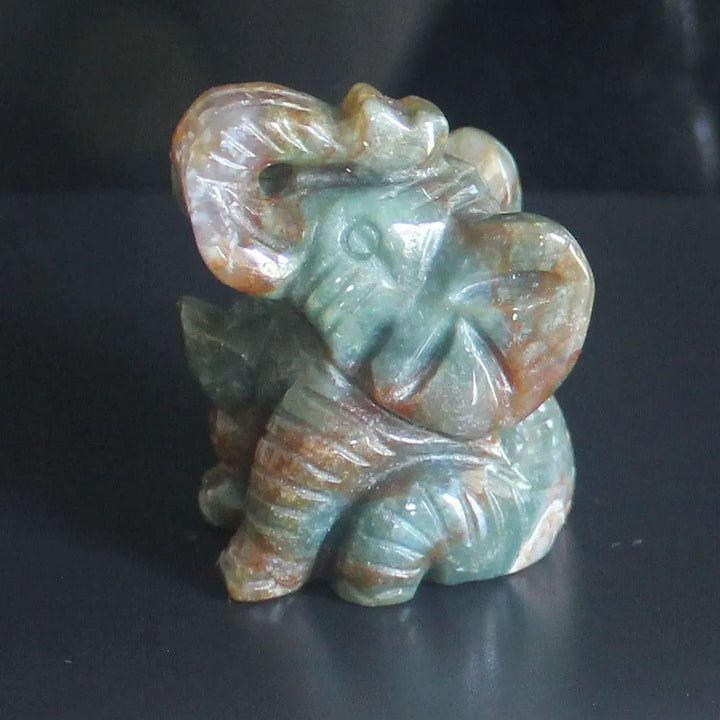 Norvo Blandede edelsten Krystall sittende Elefant Figur Dyreskulptur hjemmedekor 2''
