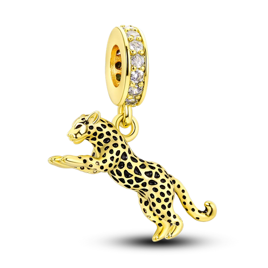 Norvo | 925 Sølv Gylden Leopard Charms Perler Fargerik Kameleon Nesehorn Løve Skarabé Katt Anheng Kompatibel med Original Pandora Armbånd Smykker