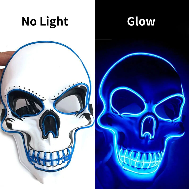 Norvo | LED Halloween Horror Hodeskalle Maske - Lysende Cosplay Maske for Halloween Festdekorasjon