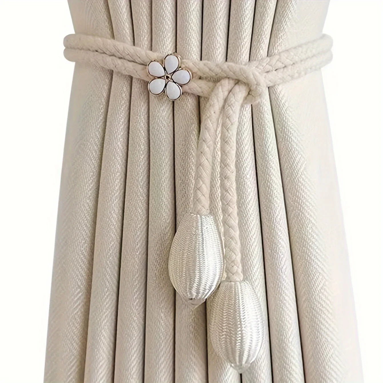 Norvo | Floravia Gardinestang Holdere 2-delt Sett | Justerbar Uten Boring | Med Blomst Spenne | Elegant Hjemme Tilbehør