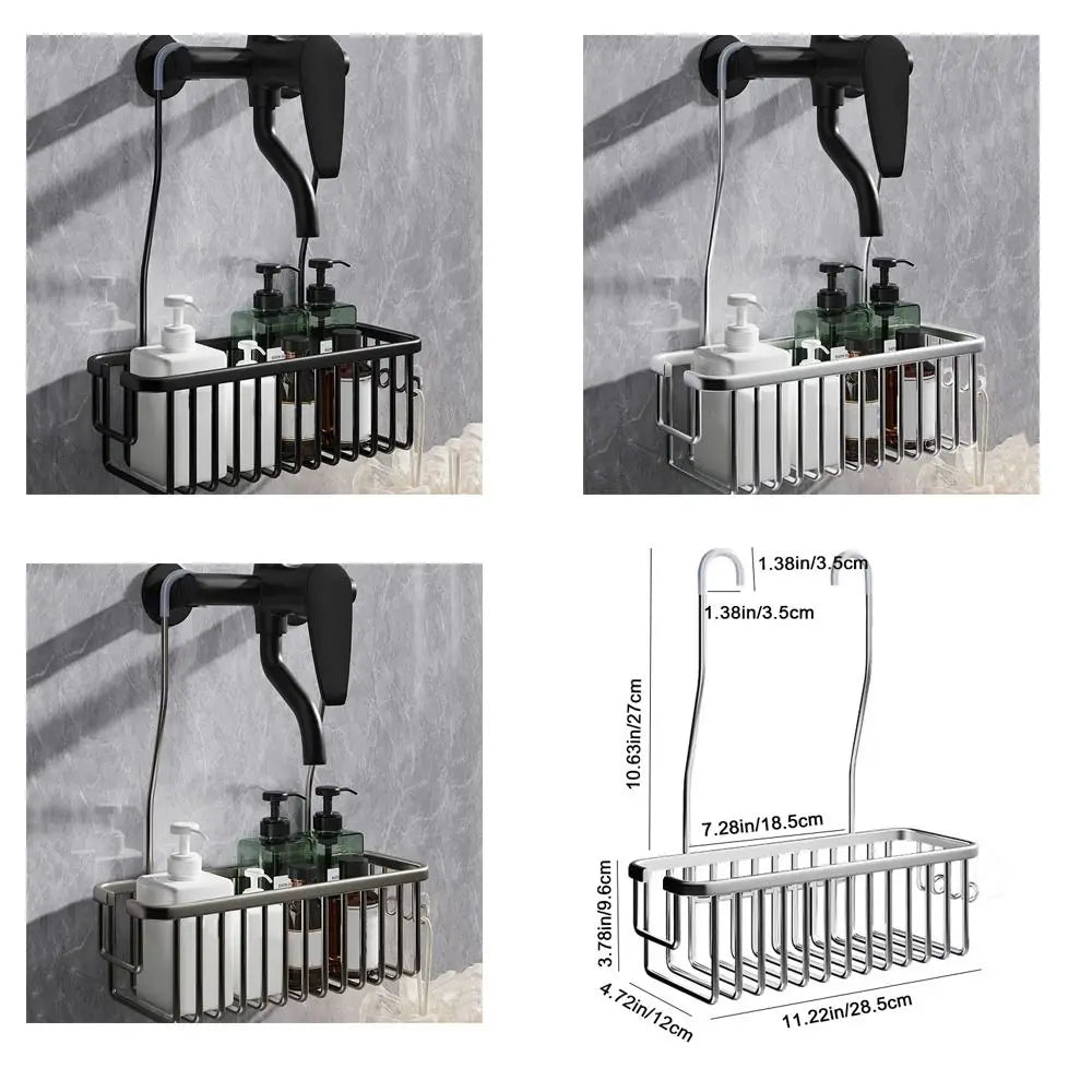 Norvo | DuschGlanz AeroRack Henge Dusjkurv laget av Aluminium | Rustomsikker Dusjhylle med Kroker | Stor Kapasitet for Sjampo & Badtilbehør