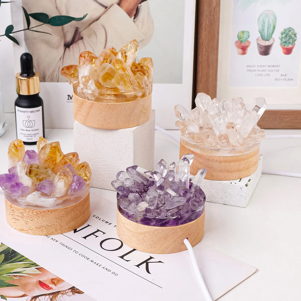 Norvo | Krystallampe naturstein | Håndlaget | Feng Shui & velvære dekor | 150–200 g