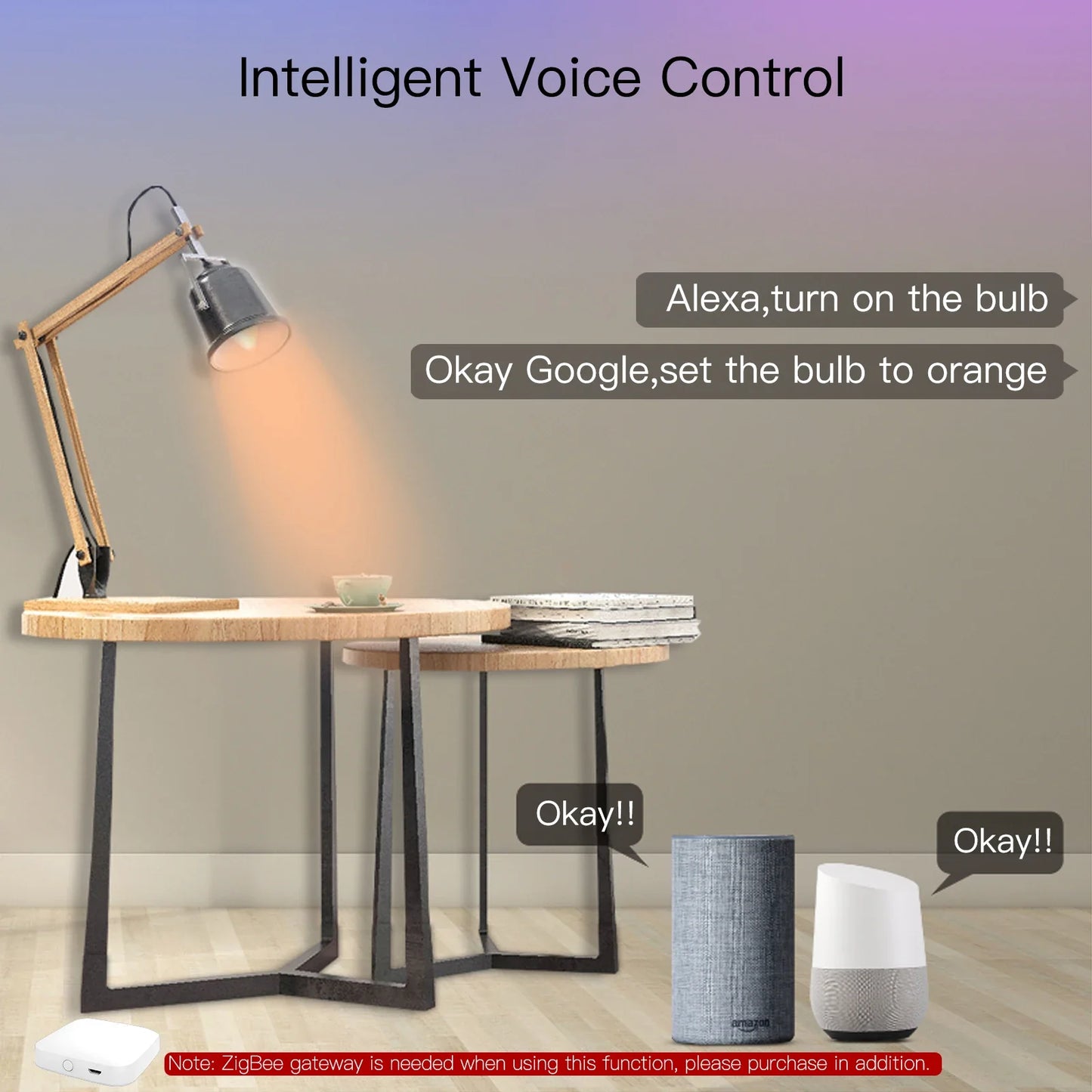 Tuya Zigbee LED Lyspære E14 - WiFi RGB Stearinlys Lampe Kontroll via SmartLife Google Alexa Apper