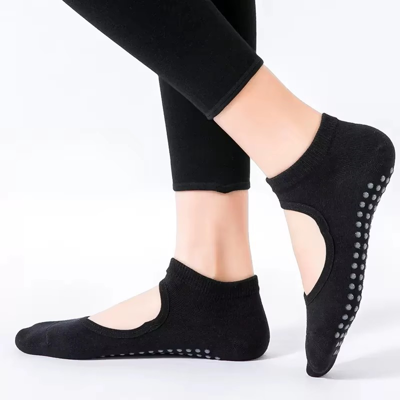 Norvo | Ikke-glidende ryggløs yogasokker med pustende bomullsgrep