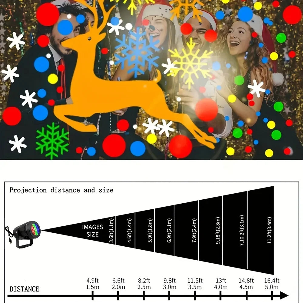 Norvo | LED Jule Projektor SnowMotion | 16 Roterende Mønstre | Innendørs & Utendørs | Julebelysning for Hjem, Hage & Fest