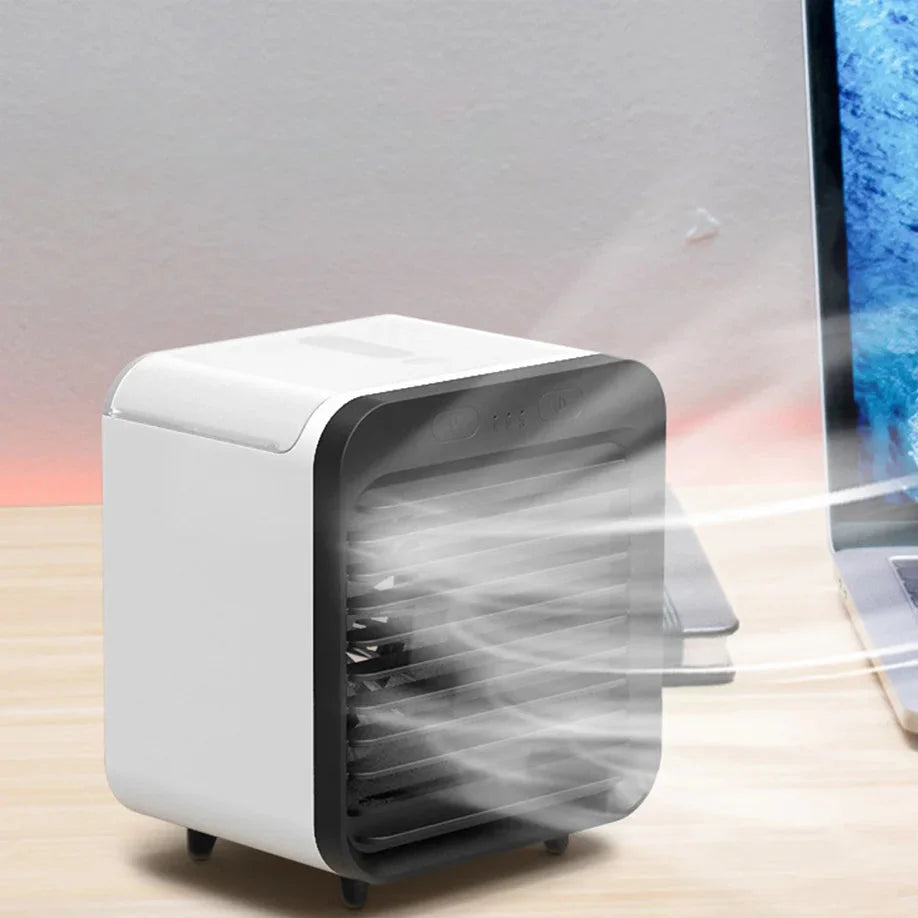 Norvo | Coolivio Mini AirCooler | Bærbar 3-i-1 USB-vifte med luftfukting og kjølefunksjon | 3 nivåer | 2500 mAh batteri | For kontor, reise og hjem