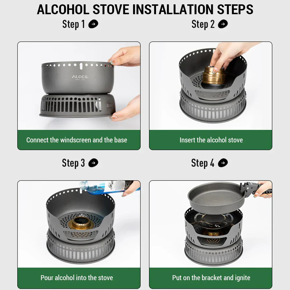 Norvo | Bærbart utendørs kokekarsett – Lettvekt campingkokkeutstyr med vindskjerm