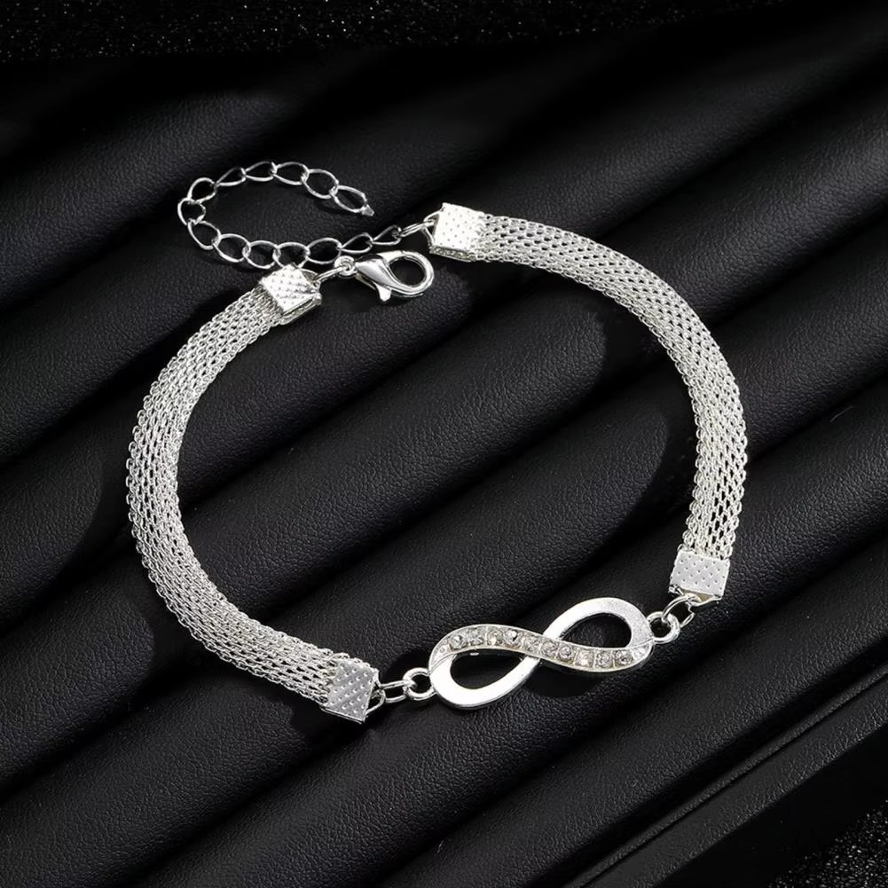 Norvo | Elegant Rhinestone Heart & Infinite Bracelet Set for Women - 3 Pieces