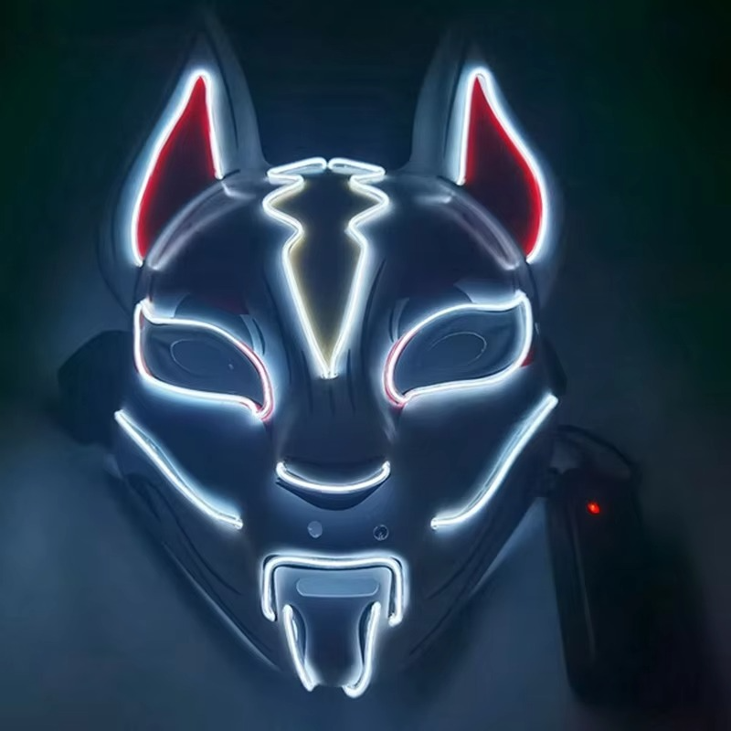 Norvo | Luminous LED Full Face Fox Maske for Halloween & Cosplay