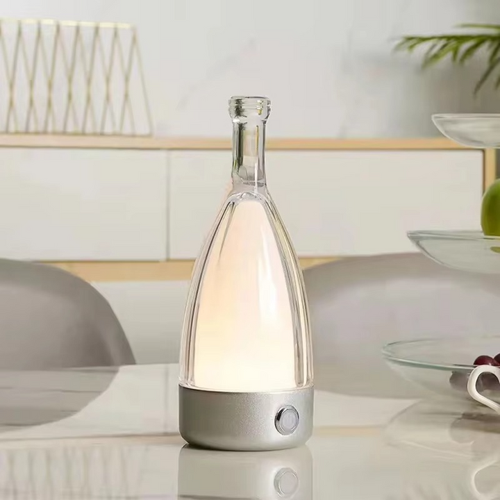 Norvo | Vinflaske Skrivebord Lampe med Bluetooth Høyttaler – Oppladbar Moderne Kveldsbelysning