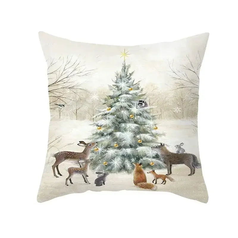 Juleputetrekk Sett – Elegant Juledekorasjon for Sofa og Stue, Festlige Putetrekk 45x45 cm, Høy- Kvalitets Bomull