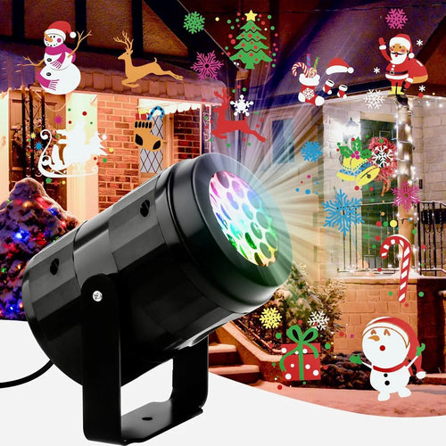 Norvo | LED Jule Projektor SnowMotion | 16 Roterende Mønstre | Innendørs & Utendørs | Julebelysning for Hjem, Hage & Fest