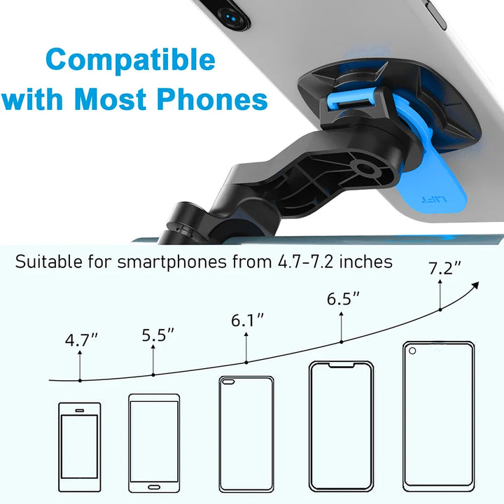 Norvo | RIDELOCK Pro Mount | Støtsikker Telefonholder for Sykkel & Motorsykkel | 360° Rotasjonsbar | For 4.7–7.2" Smarttelefoner