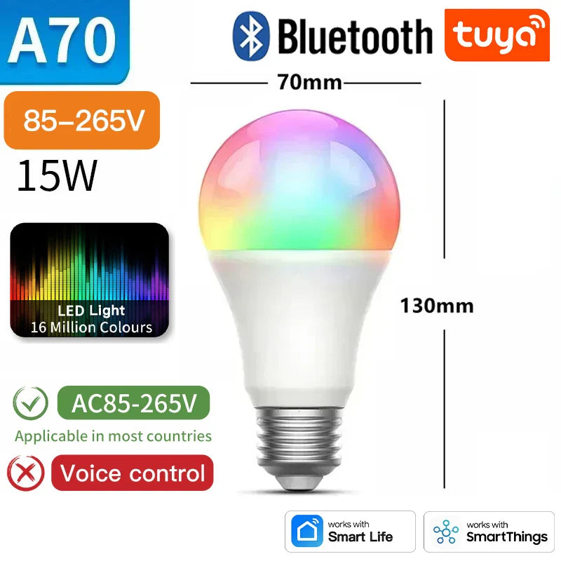 Tuya Zigbee Smarte LED Pærer E27 - WiFi Lys kontrollert via SmartLife Google Alexa Apper