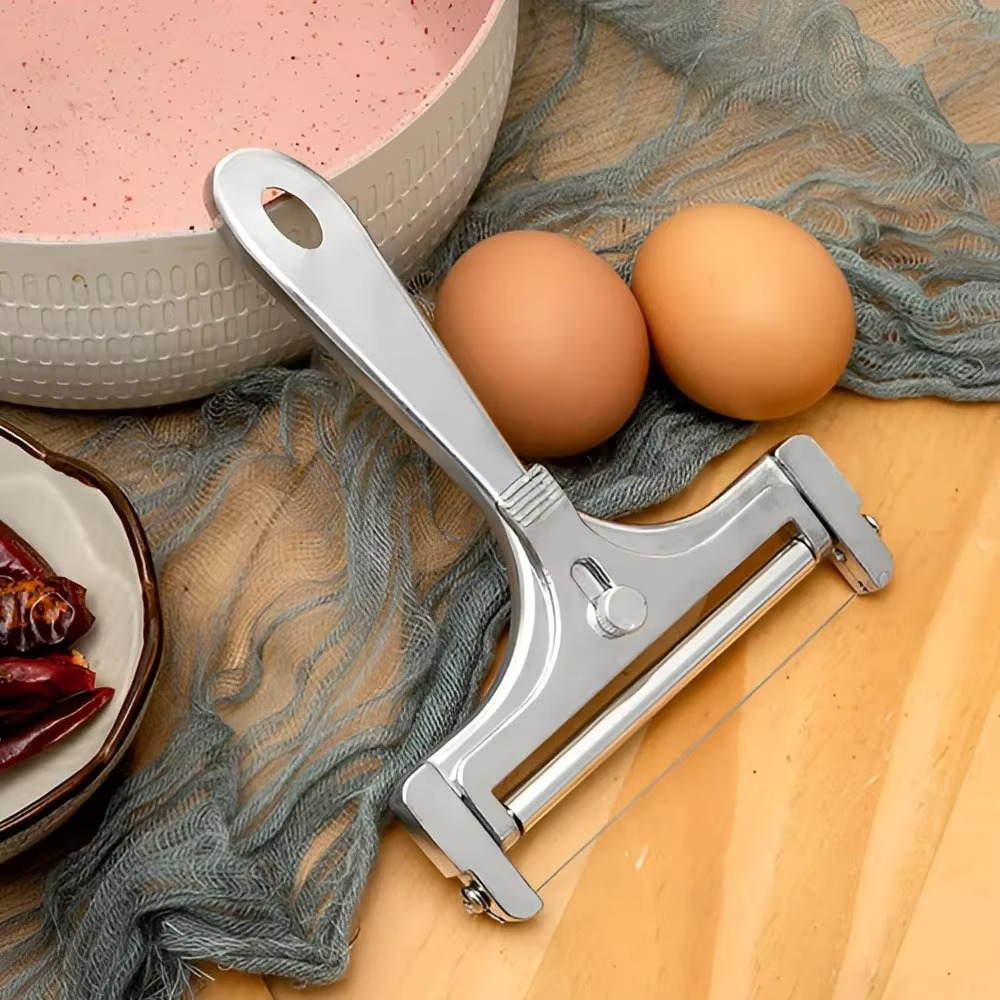 Norvo | Premium Rustfritt Stål Osteskiver med Justerbar Tykkelse og Ekstra Tråder