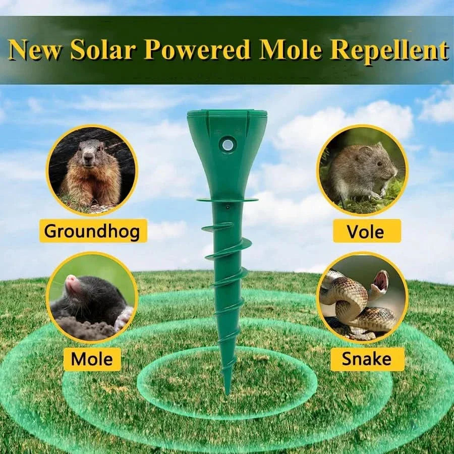 Norvo | SOLAR MOLE REPELLER – Solcelledrevet måravskrekk med 3 vibrasjonsmoduser & IP65 for effektiv beskyttelse av hagen