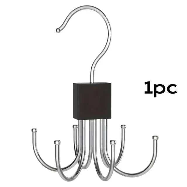 Norvo | Hengende Kleskroker Organizer 6-delt | Rotérbar & Plassbesparende | For Belter, BH-er, Skjerf & Slips | Metall