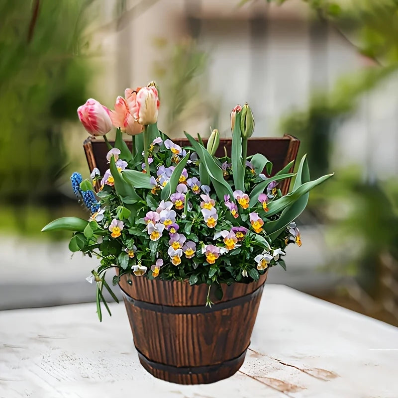 Norvo | Trebøtteplantekasse i fatadesign for hage og terrasse – Dekorative blomsterpotter laget av tre