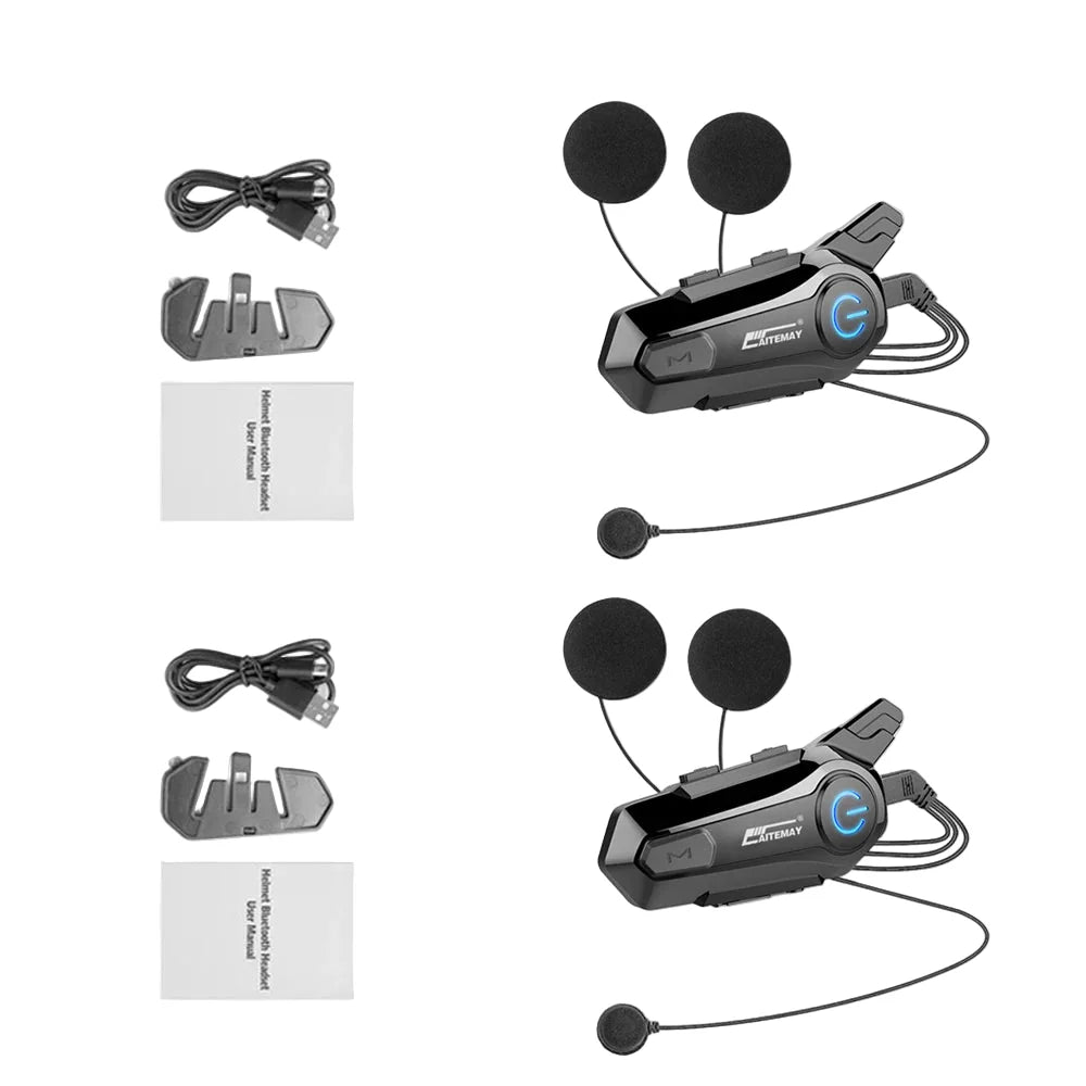 Norvo | Bluetooth Motorsykkel Hjelm Intercom Headset med 1000m Rekkevidde & IPX6 Vanntett – RoadComm