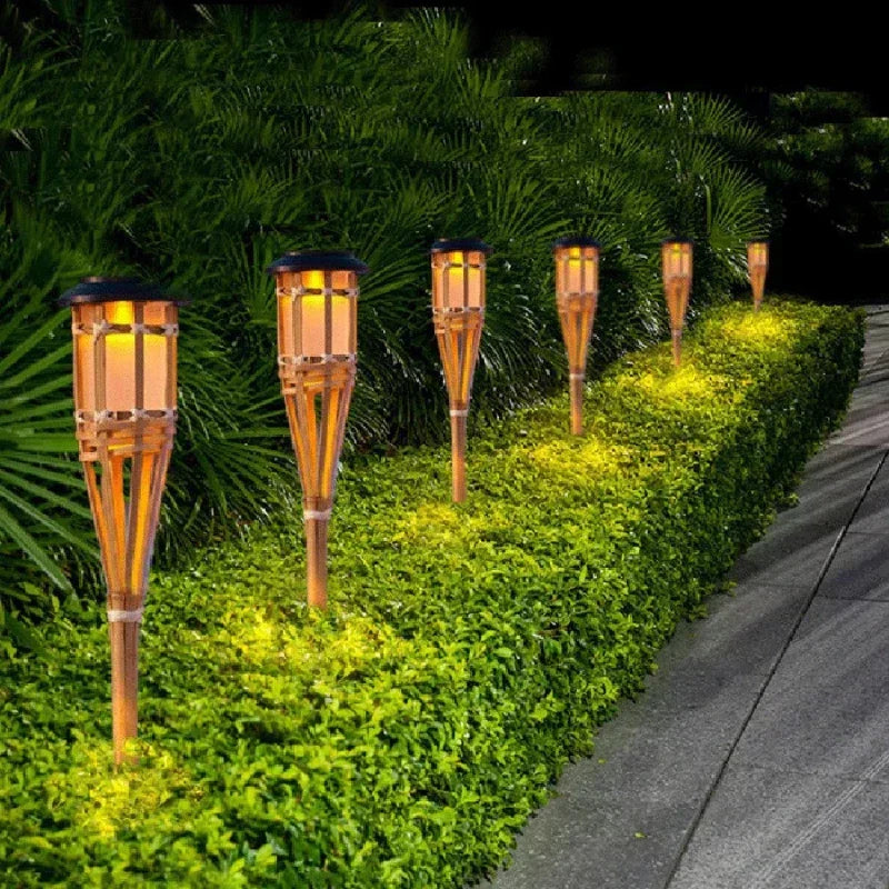 Norvo | Sollykt 5-delt sett | Flammeeffekt LED hagebelysning | Solcelledrevet | Dekorativt lys for utendørs
