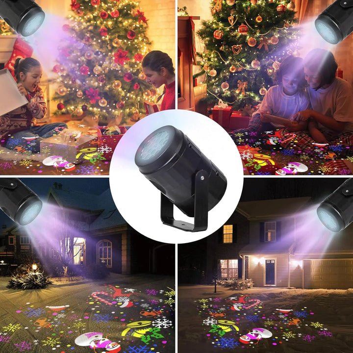 Norvo | LED Jule Projektor SnowMotion | 16 Roterende Mønstre | Innendørs & Utendørs | Julebelysning for Hjem, Hage & Fest