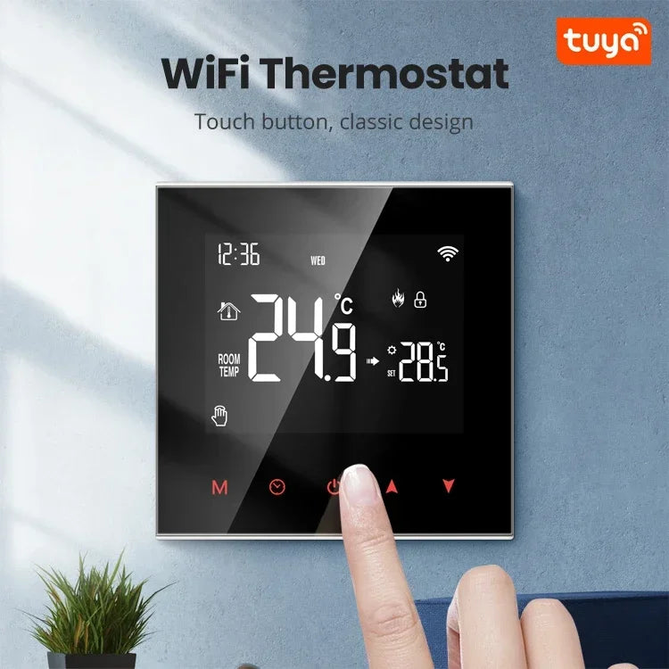 Tuya Smart Termostat Kontroll for Vann & Elektrisk Gulvvarme - Wifi Styring via Google Alexa SmartThings Apper