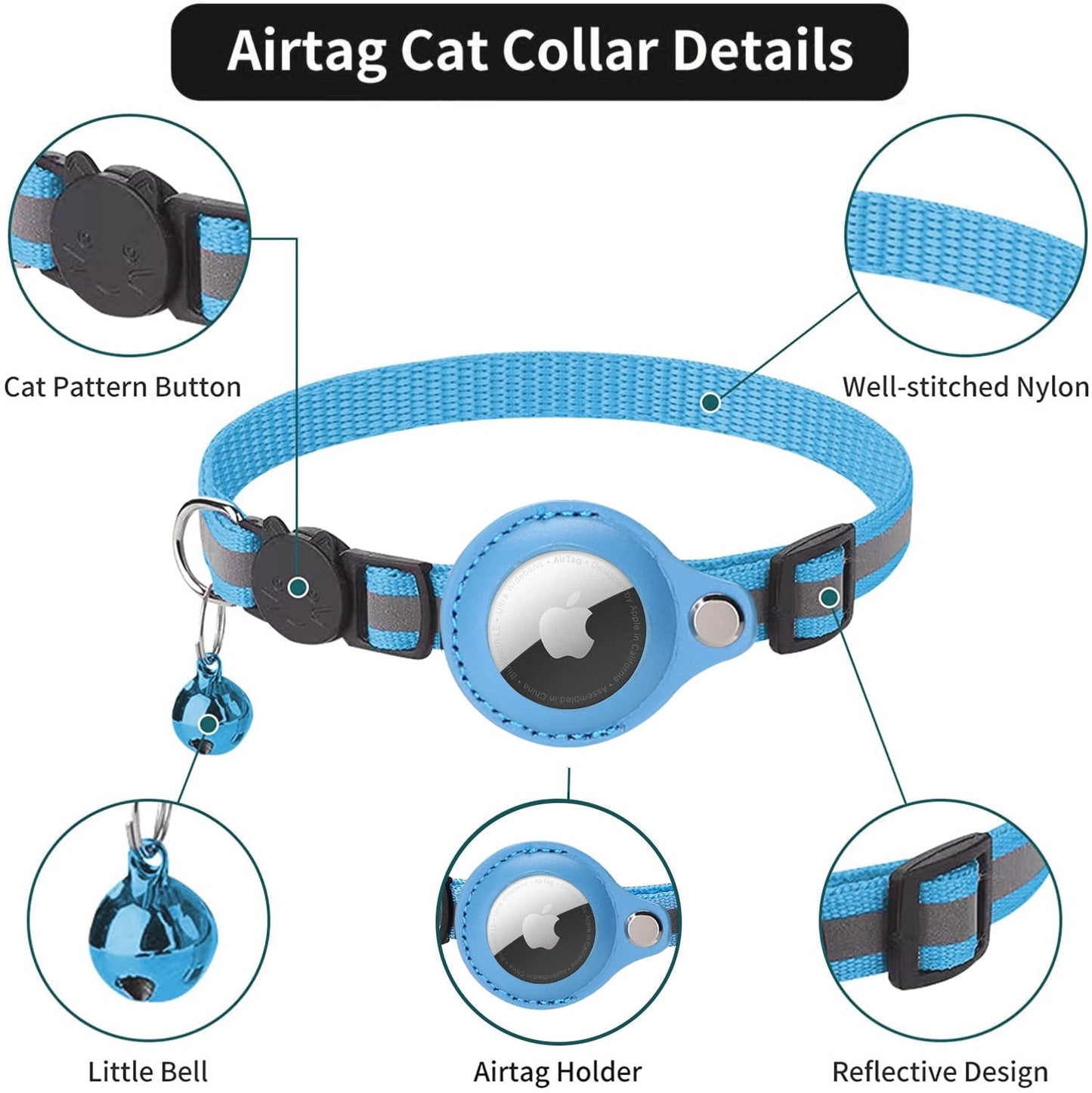 AirTag Kat Sporingskrage - GPS Finder & Anti-Tap