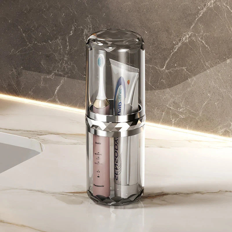 Norvo | Dentova Reiseskappel med Tannbørsteeske | 2-i-1 Oppbevaringsbeholder for Tannbørste & Munnhygiene | Ideell for På Farten