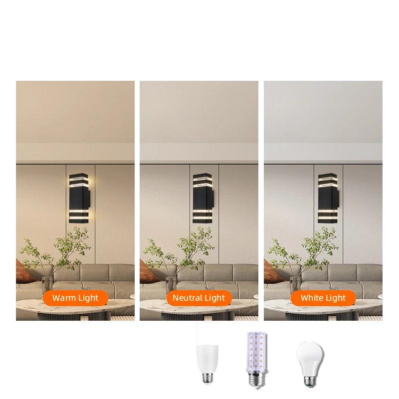 Norvo | LumiBloc LED Utendørs Vegglampe – Moderne IP65 Opp & Ned Design med E27 Sokkel