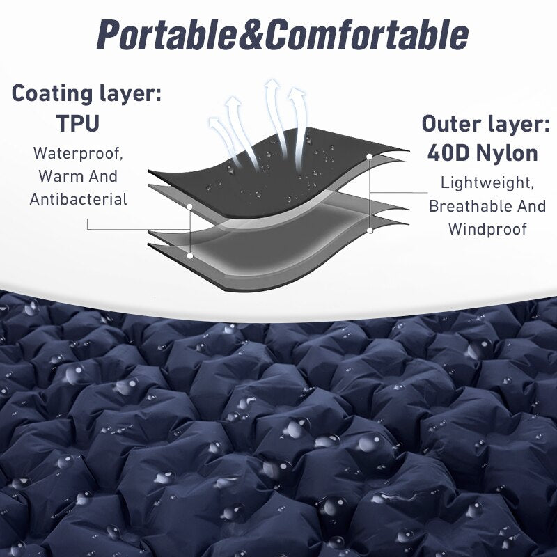 Norvo | Bærbar Oppblåsbar Innebygd Pute Natur Rede Camping Seng