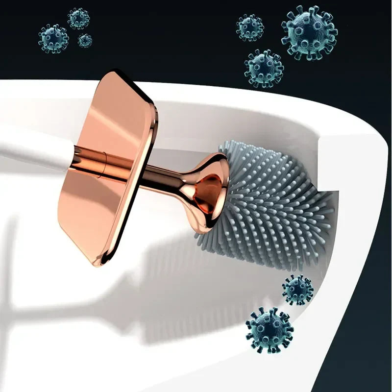 Norvo | CleanFlex Toalettbørstesett | Veggmontert uten boring | Dyp rengjøring med myke TPR-bust