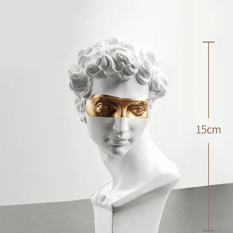 Norvo | Statuer for dekorasjon, 15 cm, David, kaffebord, hjemmedekorasjon, ornamente, byste av et rom laget av gips, hvit harpiks, dekorativ kunstskulptur