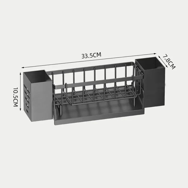 Norvo | Ordinaqua Vask Organisator Hylle | Selvdrenasje | Holder for Svamp, Såpe & Klut | Utvidbar & Hygienisk | ABS Plast