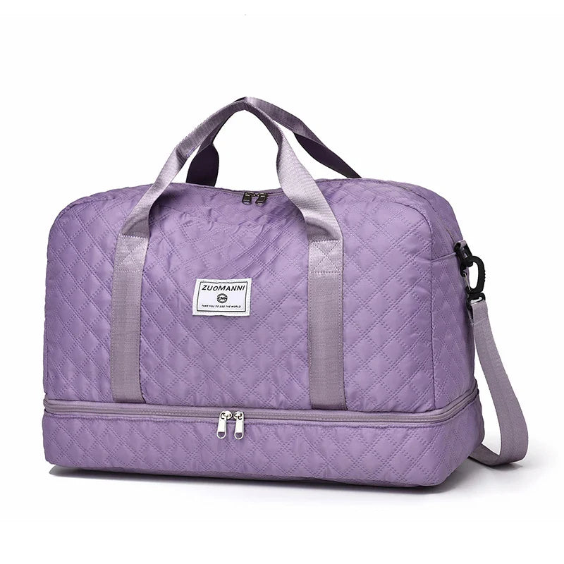 Norvo | Raumio TravelFlex Lettvekts Reisebag med Diamantmønster | Stor Sports- og Helgetaske med Skoavdeling og Fuktavdeling | Kabinbagasje Egnet og Sammenleggbar