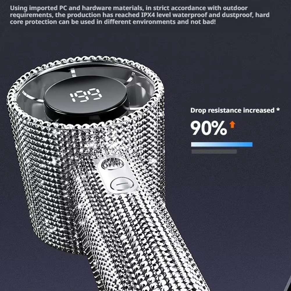 Norvo | Diamant-beriket bærbar vifte med 199 hastighetsinnstillinger og Type-C oppladning