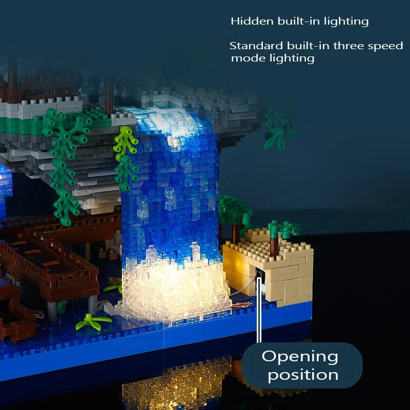 Norvo | Antikk Arkitektur Persikke Blomst Dam Slott Jente Modell Byggekloss Montering Barnas Leker med Høy Vanskelighetsgrad