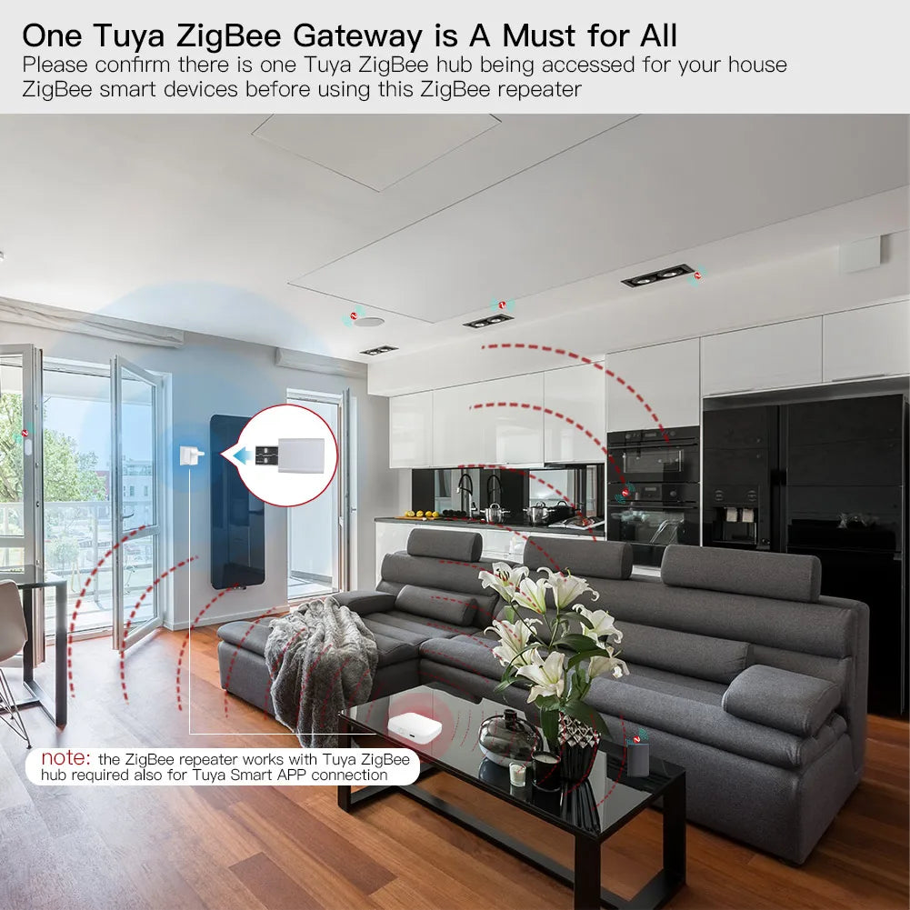 Tuya ZigBee Signal Repeater Forsterker & Utvider - WiFi rekkeviddekontroll via SmartLife Google Alexa-apper
