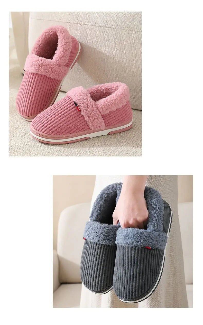 Norvo | Nordhavn | Vinter Kose Husholdningsk slippers for Par | Fluffy Bomullss slippers med Hælpolstring | Rutsjefri, Varme & Myke – Kvinner & Menn Husholdningsk slippers