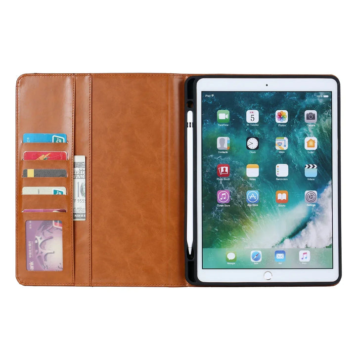 Norvo | Lær Flip Case for iPad 9.7 (2017-2018), 10.2 (7. / 8. generasjon), Air 2/3/4, Pro 9.7/10.5/11 - Vanntett, Støtsikker, Forretnings Tablet Case