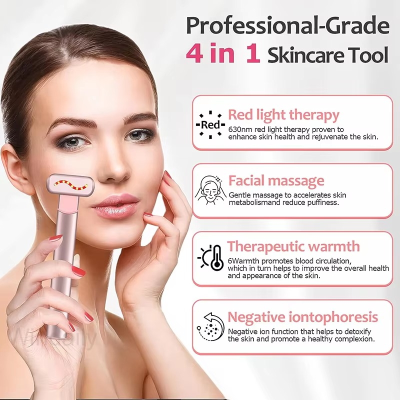 Norvo | EMS Rødt lys terapi ansiktsstang med mikrostrøm for hudoppstramming og øyemassasje