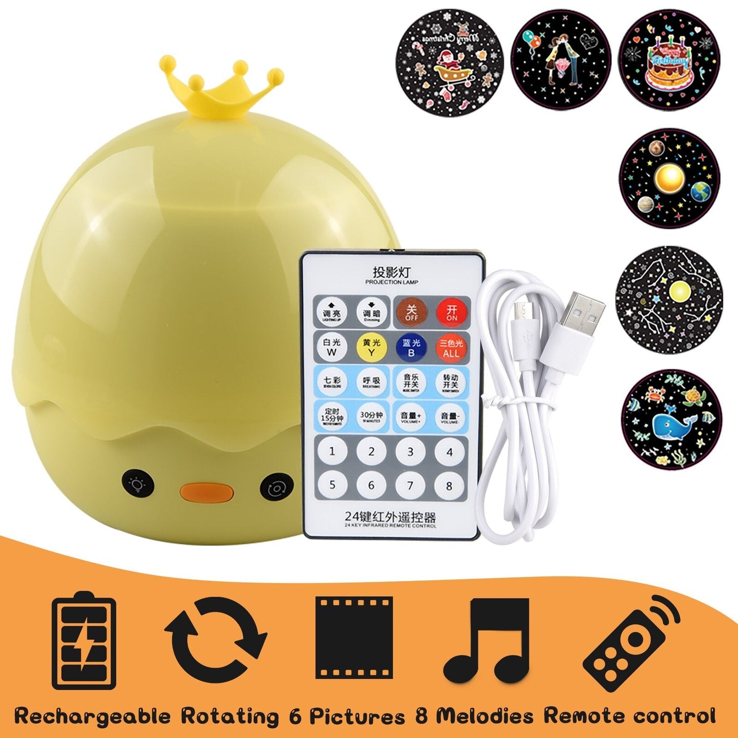 Norvo | Roterende Hjort Musikk Stjerne Prosjektor Nattlampe