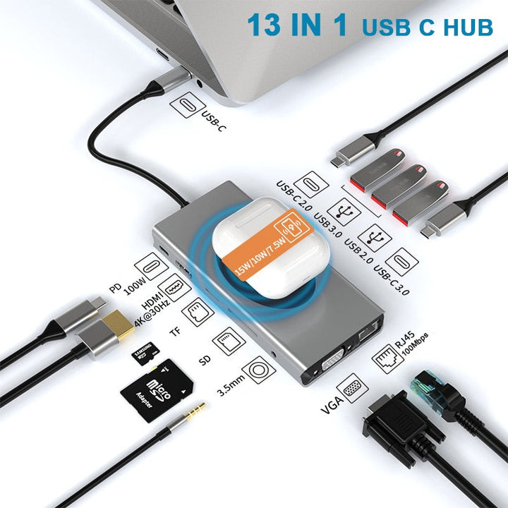 Norvo | 15i1 USB-C Trådløs Lading Docking Stasjon