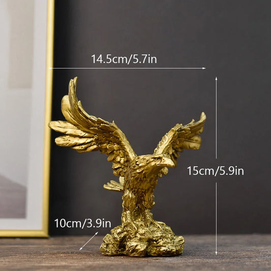 Norvo | Harpiks Gullørn Statue Kunst Dyremodell Samling Ornament Hjem Kontor Skrivebord Feng Shui Dekor Figurer enkel