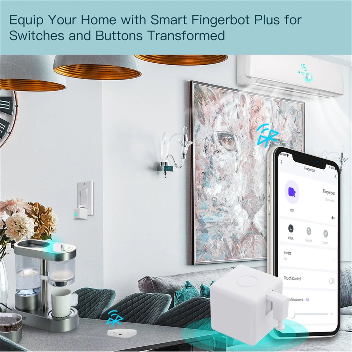 Tuya Fingerbot Knapptaster - Wifi Programmerbar Kontroll via SmartLife Google Alexa Apps